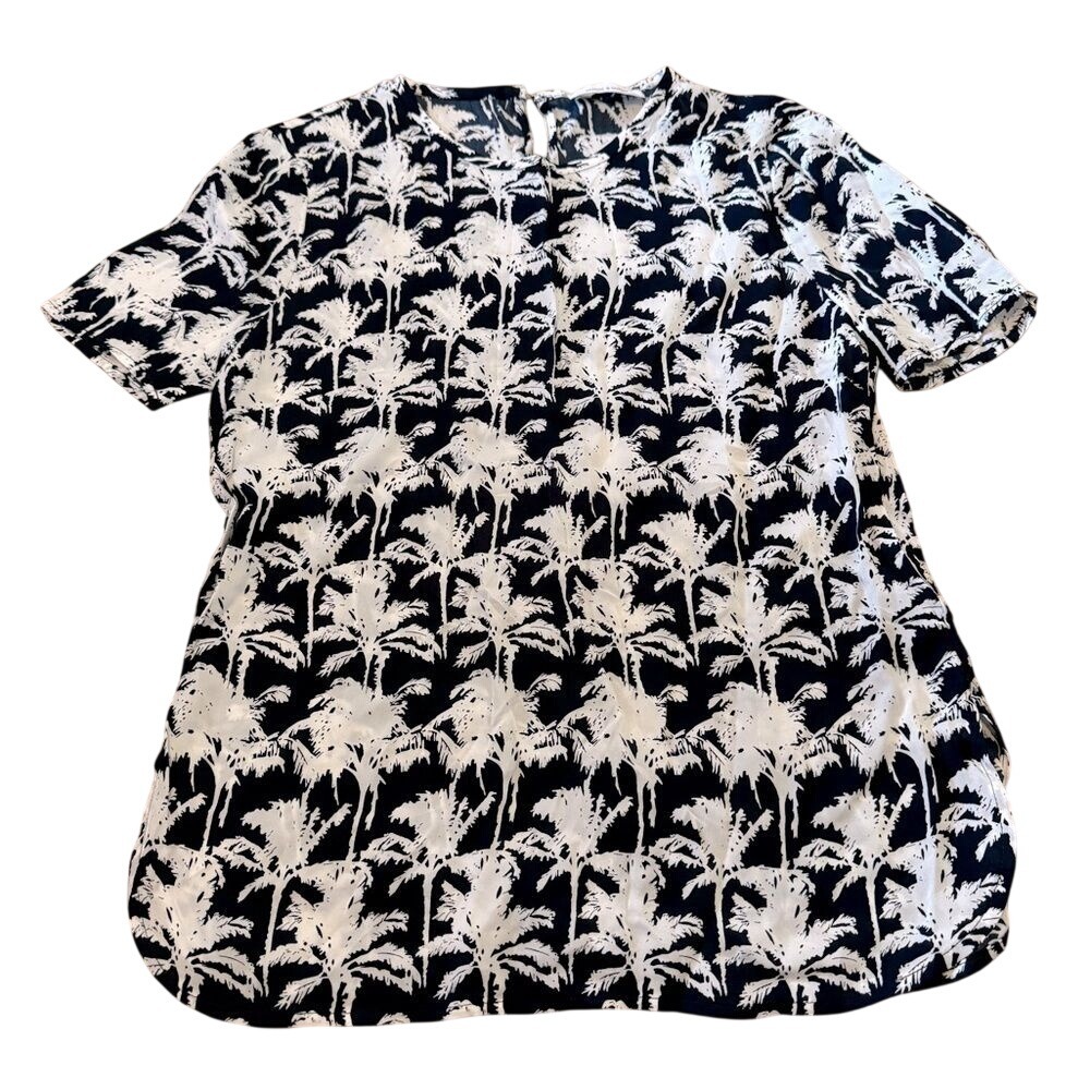 Samsoe Samsoe Herbie Palm Print Blouse Short Sleeve Viscose Top S (957)
